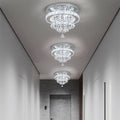 Crystal Chandelier Chrome Ceiling Lamps Led Flush Mount Stainless Steel Fixture Aisle Light Lustre Dining Room Living Room Decor