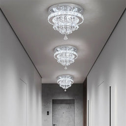 Crystal Chandelier Chrome Ceiling Lamps Led Flush Mount Stainless Steel Fixture Aisle Light Lustre Dining Room Living Room Decor