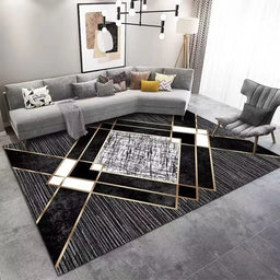 Marble Large Carpet for Living Room 160X230 Black Light Luxury Decoration Study Area Rug Washable Y2K Bedroom Home Mats Non-Slip