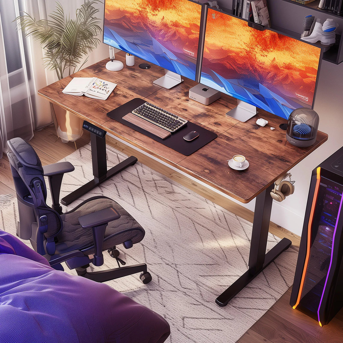 Electric 63X24 Inch Standing Office Computer Desk Ergonomic Height Adjustable Gaming Table for Home Office Use Workstation