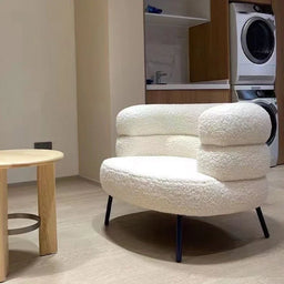 Lambswool BOBO Armchair Embracing Backrest Sofa Chair Retro Wave Lounge Chair Comfortable Bedroom Vanity Chair