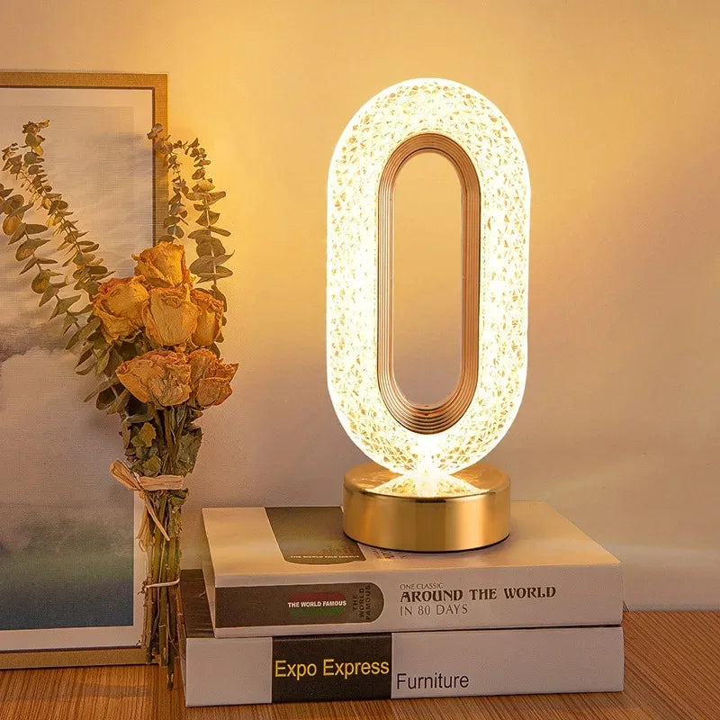 Oval Rechargeable Crystal Table Lamp