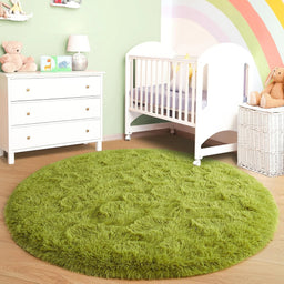 Fluffy round Rug Black Rug for Bedroomfuzzy Kids Room Carpet Shaggy Living Room Sofa Area Rug Soft Nursery Floor Mat Home Decor