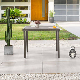 Grey Square Metal Outdoor Dining Table