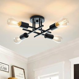 Semi Flush Mount Modern Chandelier Black Sputnik ceiling light installed in a room