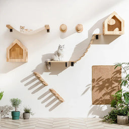1Pccat Scratching Climbing Post Wall-Mounted Cat Hammock Bed Pet Furniture Kitten Wall Shelf Set Cat Perch Wooden Cat Tree House