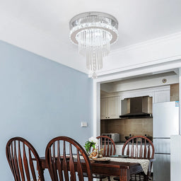 Modern Crystal Chandelier Ceiling Lamp Led Pendant Light Stainless Steel Fixture Aisle Lustre Dining Room Living Room Home Decor