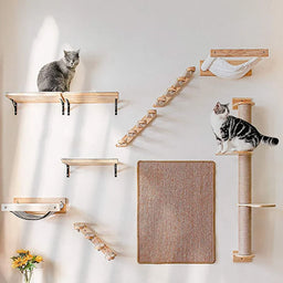 1Pccat Scratching Climbing Post Wall-Mounted Cat Hammock Bed Pet Furniture Kitten Wall Shelf Set Cat Perch Wooden Cat Tree House
