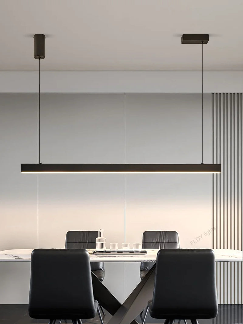 Modern LED Chandelier Black Kitchen Island Pendant Light Fixtures Linear Pendant Lighting with Dining Rooms Living Room