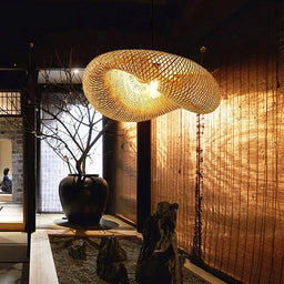 Led Pendant Lamp Ceiling Chandelier Bamboo Weaving Lights for Living Room Dining Handmade Modern Art Rattan Lampshade Restaurant