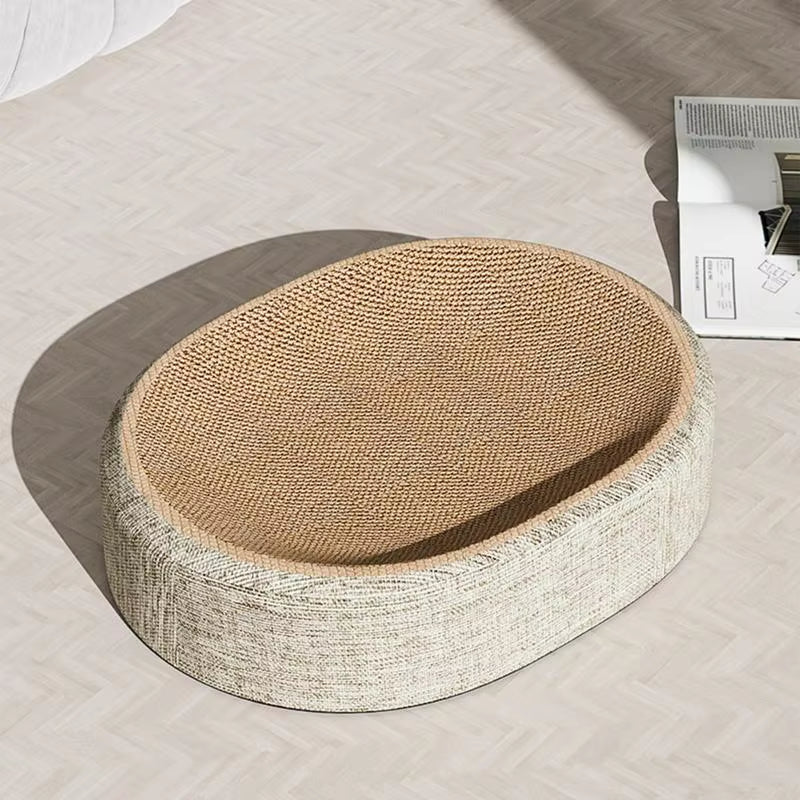 Oval Shape Scratch Pad for Cats Sisal Scratching Cat Bed Multifunctional Pet Sleeping Mat Cat Scratch Bed for Cats to Rest
