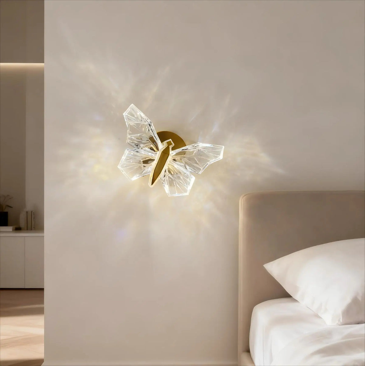 Nordic Bedside Wall Sconce 360° Rotation Creative LED Night Light Hallway Bedroom Living Room Butterfly Wall Lamp for Kids Decor