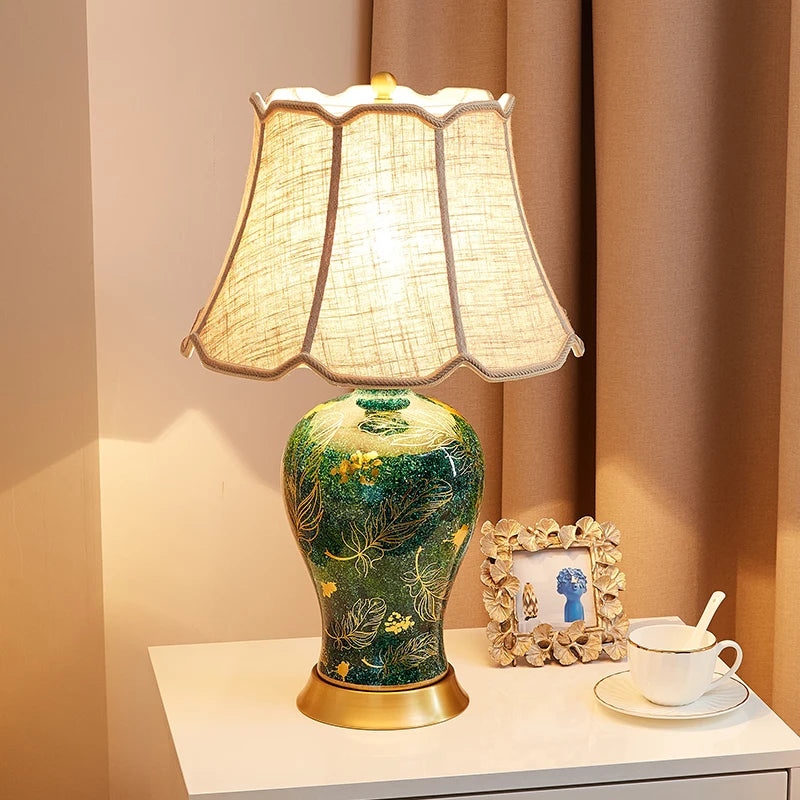 Retro Green Ceramic Table Lamp