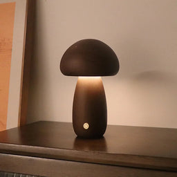 Wooden Mushroom Touch Night Light