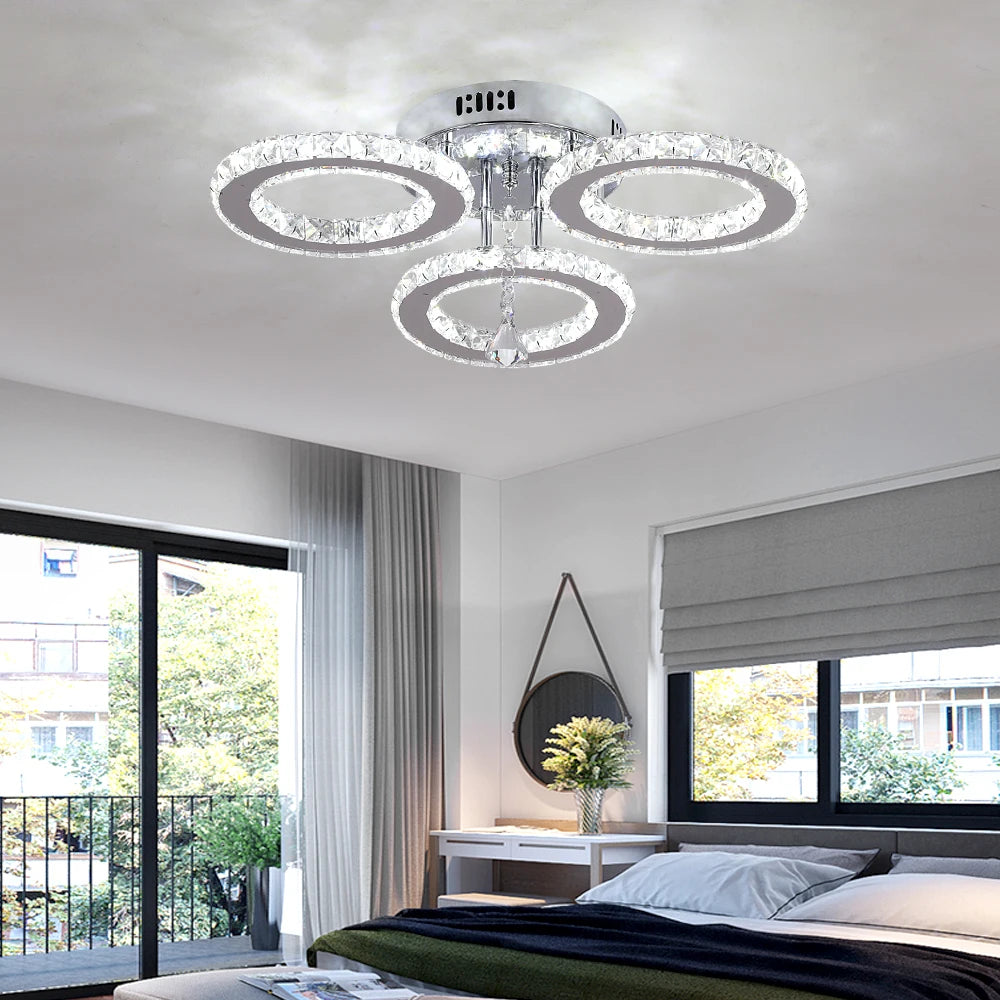 Modern Crystal Ceiling Chandelier Lamp for Living Room Pendant Light Home Art Decora Lustre Ceiling Luminaire for Dining Bedroom