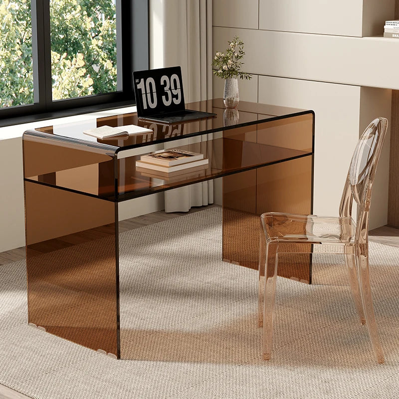 Glass Desk Rectangle Table Modern Simple Computer Desk Small Home Desk Writing Student Study