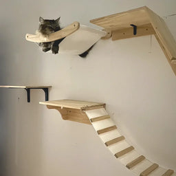 Cat Wall Shelves Climbing Systems Large Cat Furniture Shelf Set Wall Hanging Mounted Hammock Sisal Scratching Perch Bed Ladder