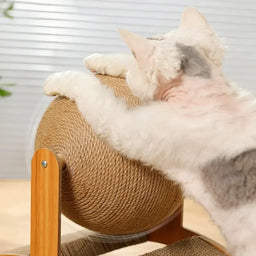 Cat Grinding Paw Toy 2In1 Cat Scratching Ball Wooden Cat Scratcher Sisal Scratch Board Wear-Resistant Solid Wood Scraper for Cat