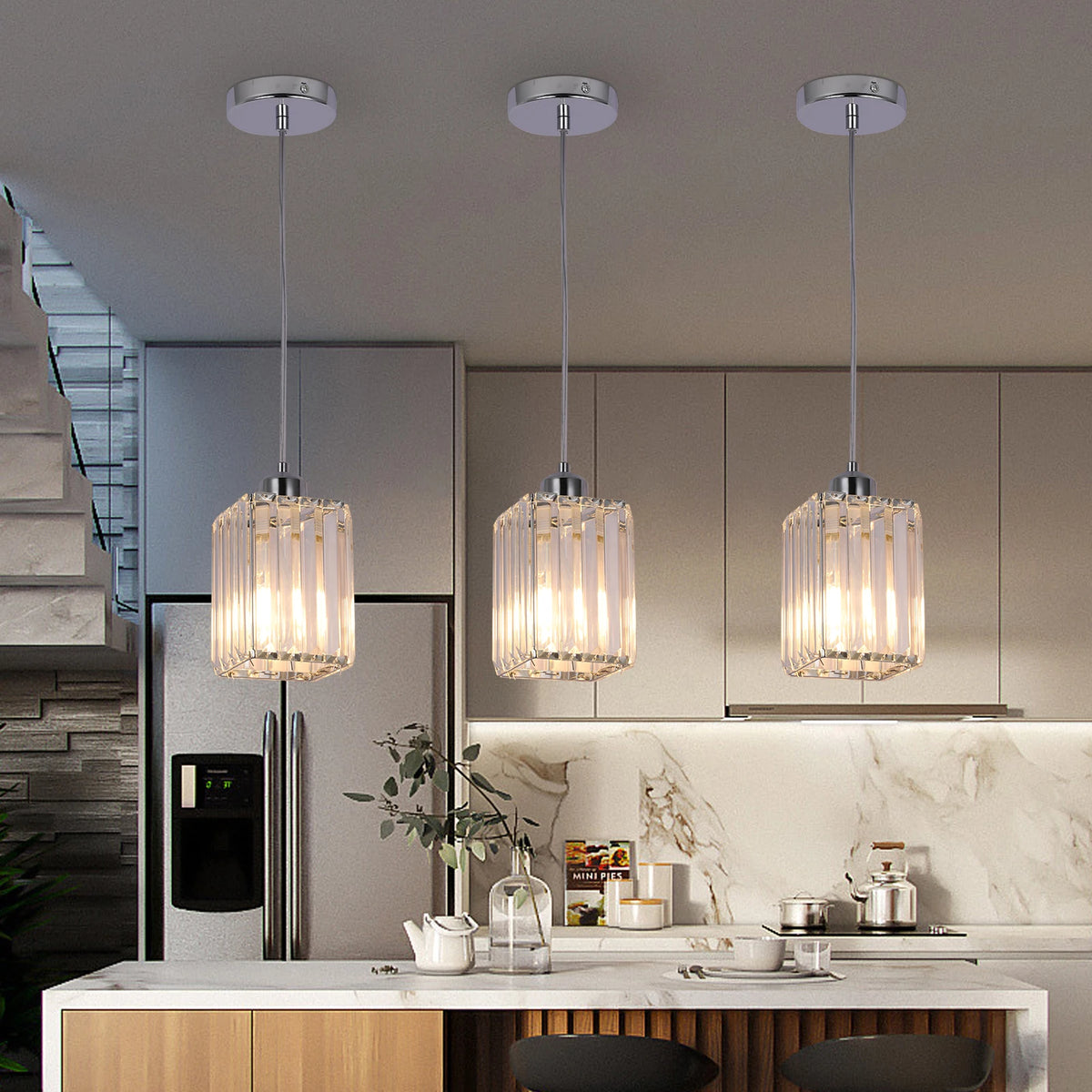 Modern Crystal Ceiling Lamp Glass Pendant Light Living Dining Room Nordic Chandelier Home Hotel Decor Luminaire Bright Fixture