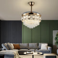 Modern Smart Ceiling Fan Chandelier Gold RC Adjustable 6 Speed Pendant Light Luminaire Bedroom 3 Heads Led Fandelier Lamp Indoor