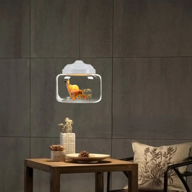Animals Glass Pendant Light Children Kids Bedroom Bedside Hanging Lamp Cartoon Led Ceiling Chandeliers School Shop Decoration