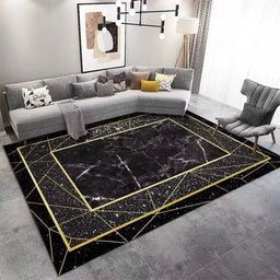 Marble Large Carpet for Living Room 160X230 Black Light Luxury Decoration Study Area Rug Washable Y2K Bedroom Home Mats Non-Slip