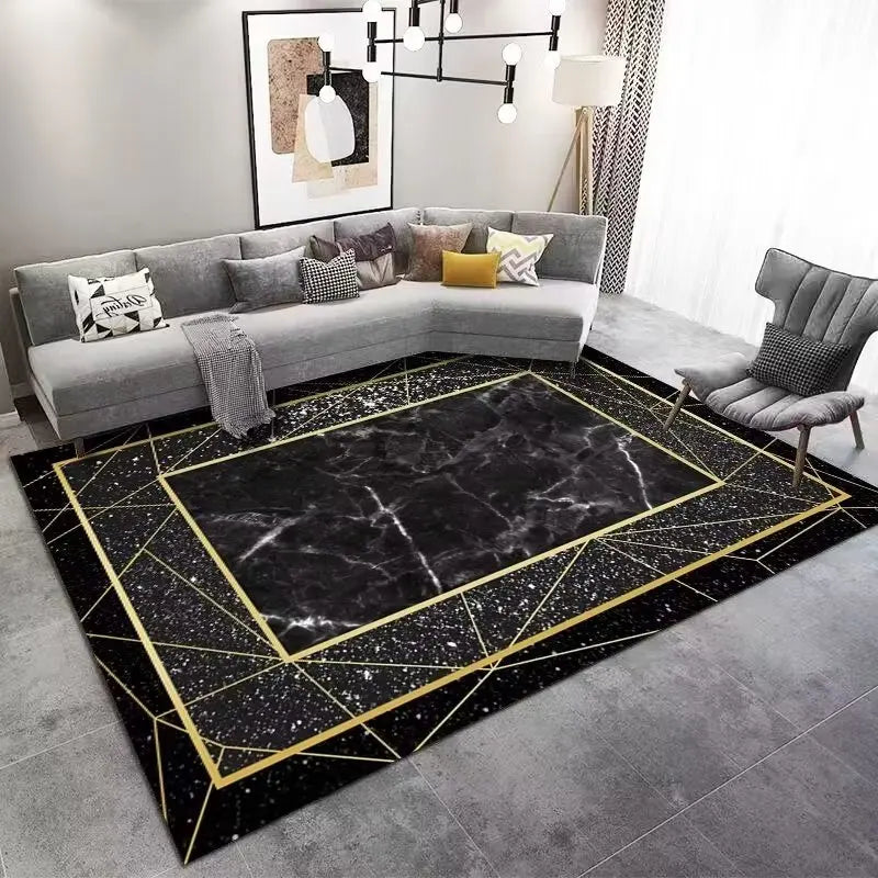 Marble Large Carpet for Living Room 160X230 Black Light Luxury Decoration Study Area Rug Washable Y2K Bedroom Home Mats Non-Slip