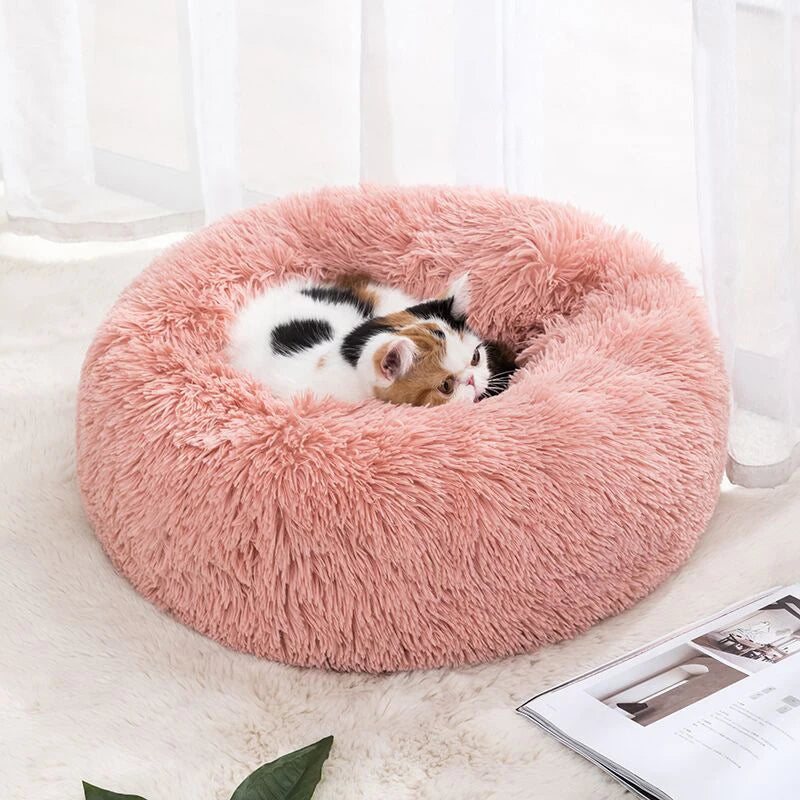 Pet Dog Bed Comfortable Donut Cuddler round Cat Nest Dog Nest Warm Dog Mat with Soft Plush Material Pet Bed for Dogs and Cats