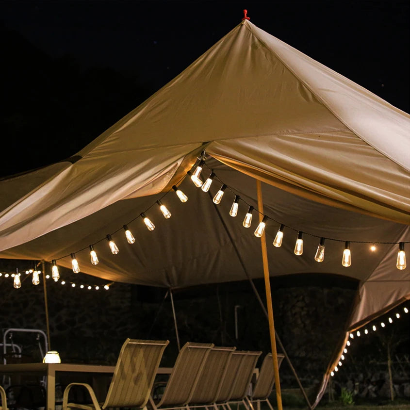 1~2PC LED Solar String Light Outdoor IP65 Waterproof Christmas Decoration 30 Bulbs Retro Camping Garland Garden Party Fairy Lamp