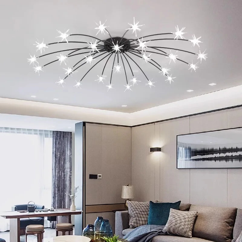 Nordic Star Sky LED Ceiling Light Luxury Crystal Living Room Ceiling Chandelier Lustre Home Decoration Bedroom Dining Room Lamp