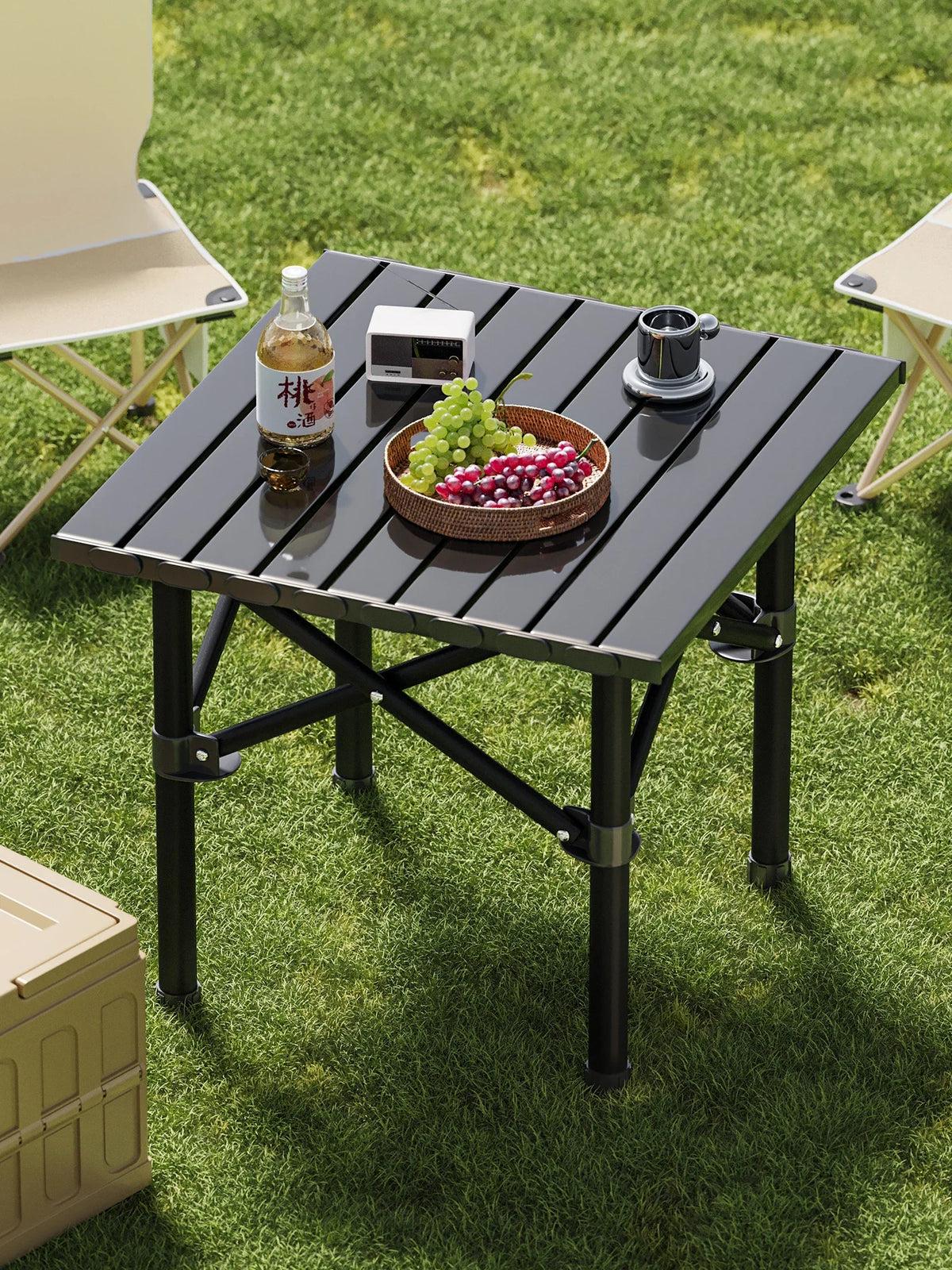 Outdoor Portable Dining Table, Egg Roll Table, Picnic Table and Chair Set, Small Square Picnic Table.