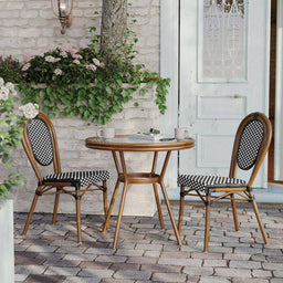 Brown round Aluminum Outdoor Dining Table