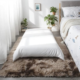 Shaggy Area Gray Rug for Living Room Super Soft Long Pile Bedroom Carpet Non-Slip Children'S Home Decor Fluffy Bedside Floor Mat
