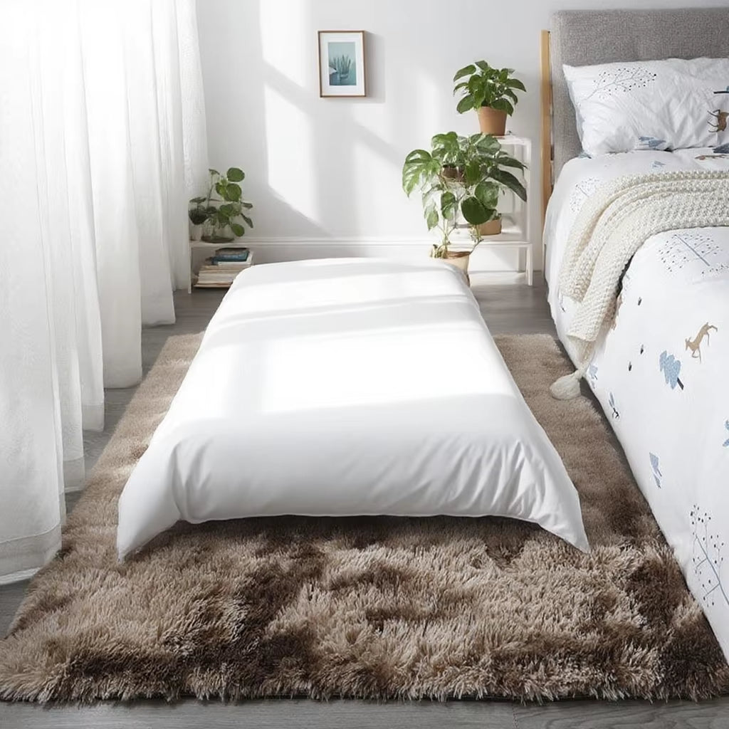 Shaggy Area Gray Rug for Living Room Super Soft Long Pile Bedroom Carpet Non-Slip Children'S Home Decor Fluffy Bedside Floor Mat