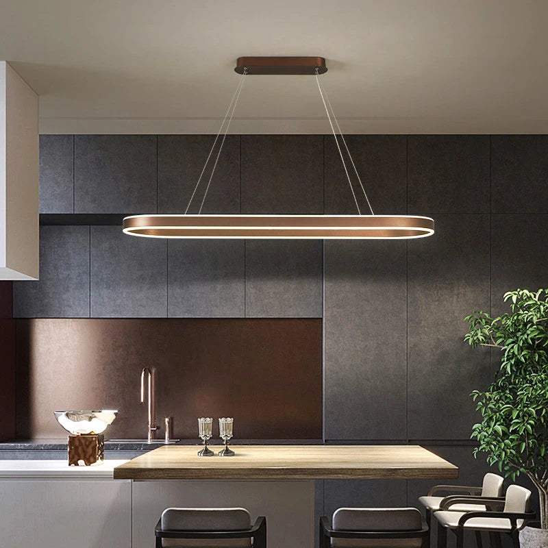 Nordic LED Restaurant Chandelier Ring Aluminum Chandelier Suitable for Kitchen Restaurant Hanging Chandelier Lustre Lighting