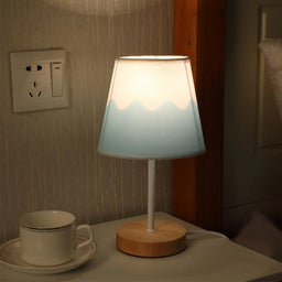 White Wooden USB Nightstand Lamp