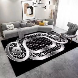 Marble Large Carpet for Living Room 160X230 Black Light Luxury Decoration Study Area Rug Washable Y2K Bedroom Home Mats Non-Slip