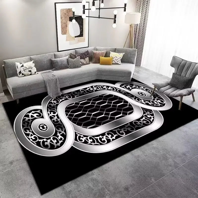 Marble Large Carpet for Living Room 160X230 Black Light Luxury Decoration Study Area Rug Washable Y2K Bedroom Home Mats Non-Slip