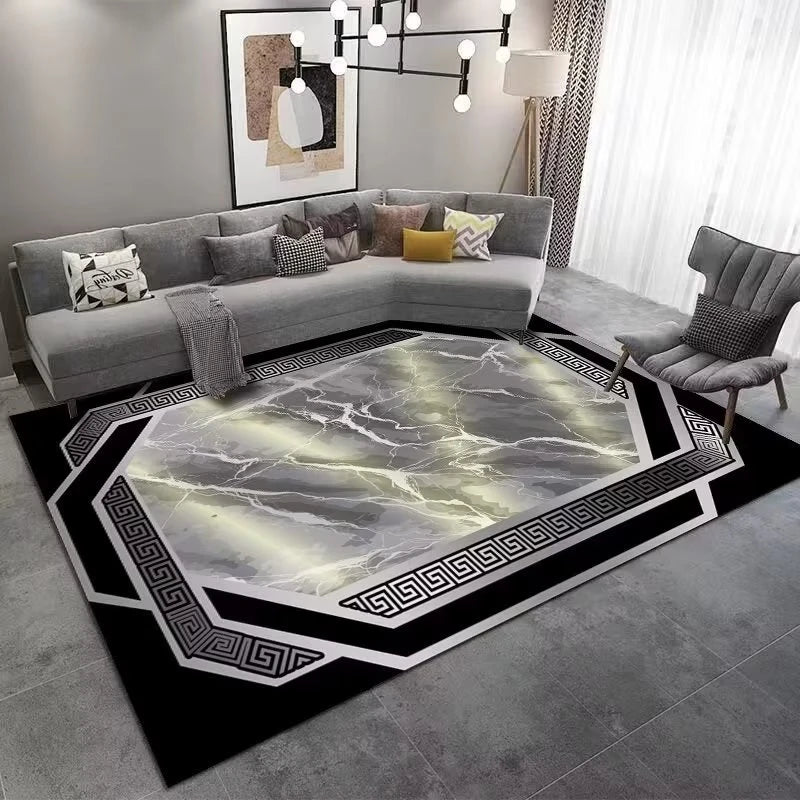 Marble Large Carpet for Living Room 160X230 Black Light Luxury Decoration Study Area Rug Washable Y2K Bedroom Home Mats Non-Slip