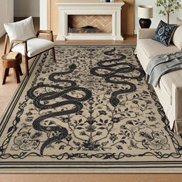 Washable Area Rug Snake Rug for Living Room Non-Slip Soft Bedroom Rugs Indoor Carpet for Dining Room Home Office Home Decoration