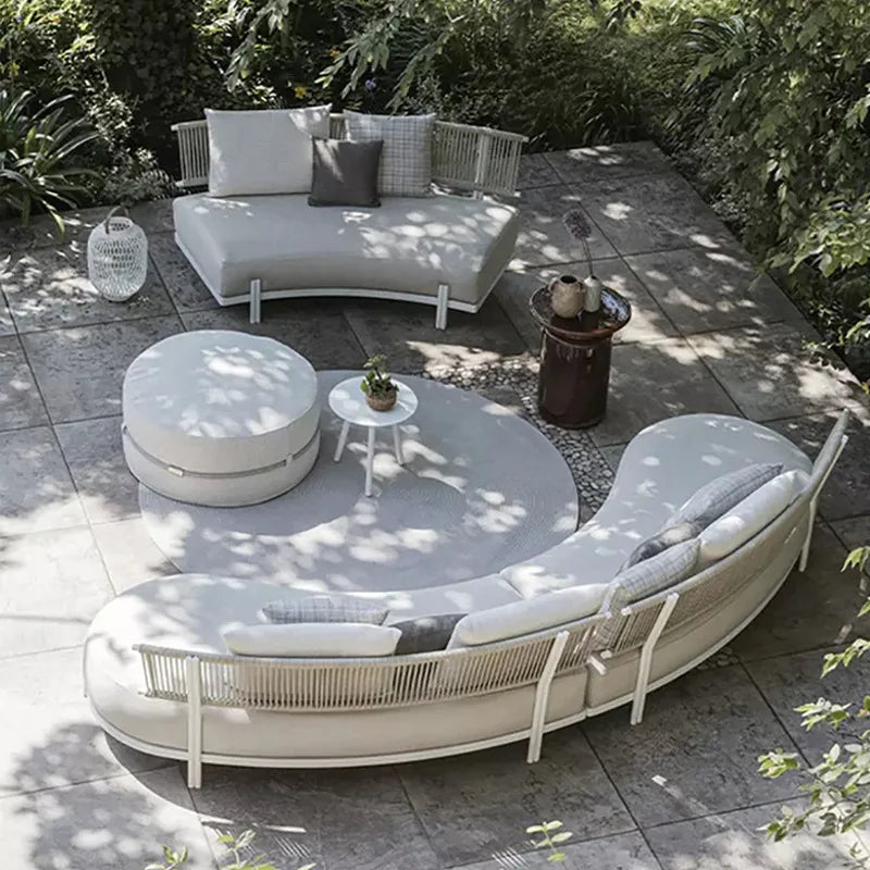 Curved Outdoor Sofa Rattan Rope Villa Hotel Courtyard Leisure Furniture Open-Air Balcony Outdoor Garden Sofa
