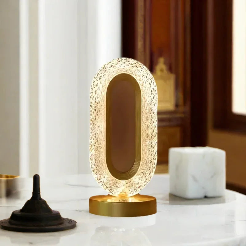 Oval Rechargeable Crystal Table Lamp