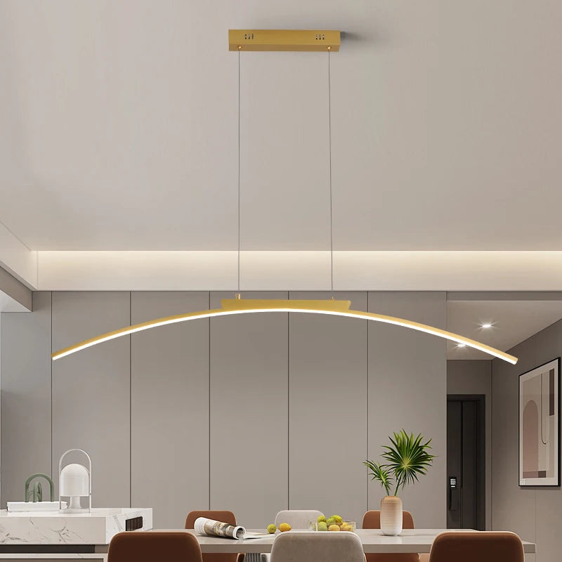 Pendant Lamp Minimalist Curve Hanging Light Adjustable Height LED Dining Energy Saving Light for Kitchen Dining Room Hotel Light
