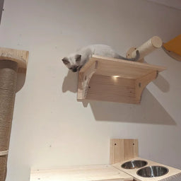 Wall-Mounted Cat Climbing Rope Wooden Cat Tree Hammock Step Ladder Natural Sisal Cat Scratching Post Indoor Wall Cat Furniture