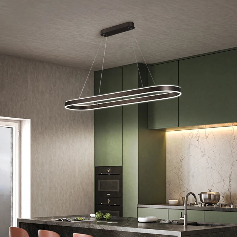 Nordic LED Restaurant Chandelier Ring Aluminum Chandelier Suitable for Kitchen Restaurant Hanging Chandelier Lustre Lighting