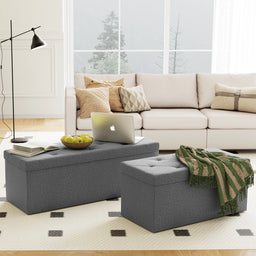 Folding Storage Ottoman Bench Living Room Hidden Storage Footstool Toy Box Bedroom Strong Load-Bearing Capacity Stool