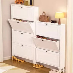 Ultra Slim Steel Shoe Cabinet-Flip-Down Entryway Storage Super Narrow Shoe Rackfor Hallway Apartment Space Saving Shoe Organizer