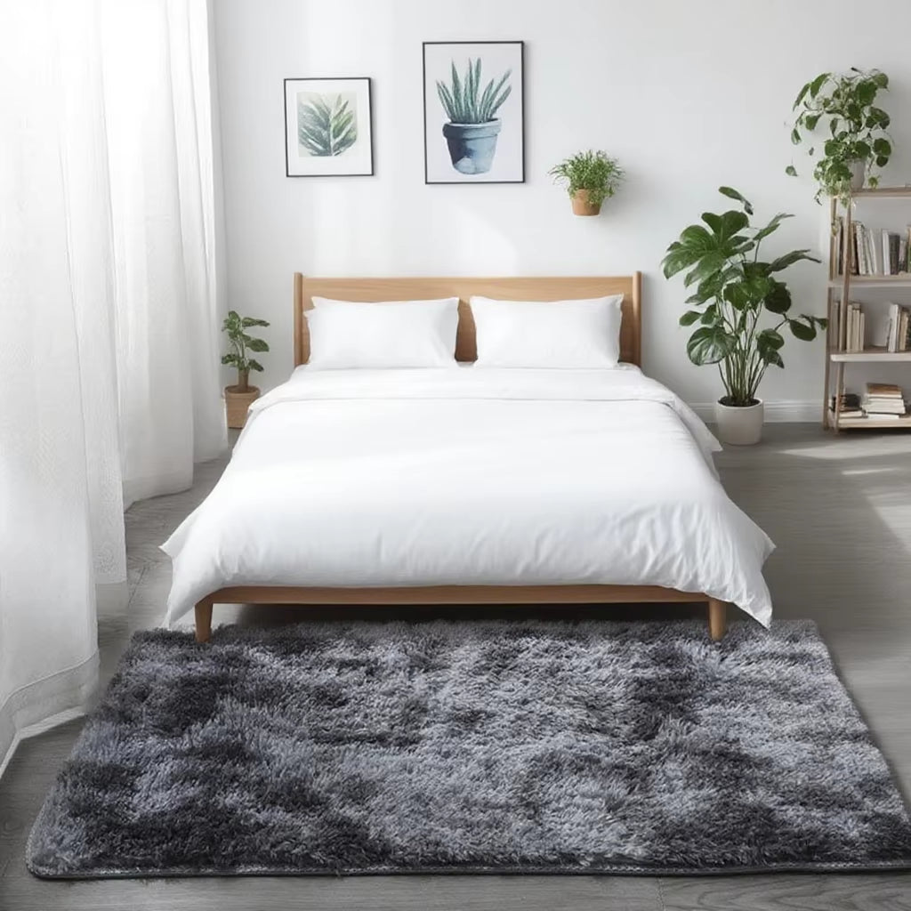 Shaggy Area Gray Rug for Living Room Super Soft Long Pile Bedroom Carpet Non-Slip Children'S Home Decor Fluffy Bedside Floor Mat