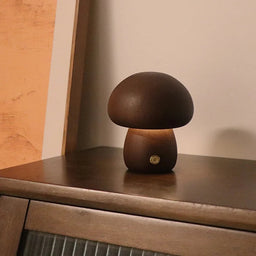 Wooden Mushroom Touch Night Light