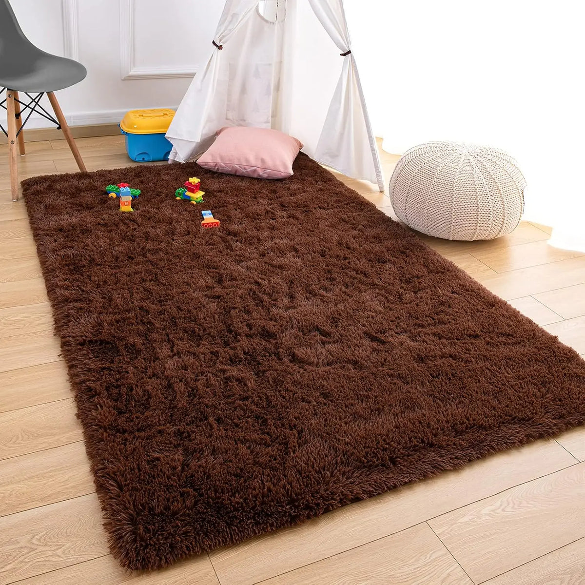 Solid Color Plush Carpet Children'S Bedroom Soft Fluffy Mat Living Room Baby Room Nursery Playroom Decorated Area Carpet